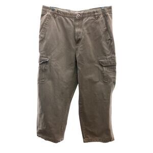 Columbia Khaki Tan Unlined Button Zip Flap Pockets Cargo Hiking Work Pants READ